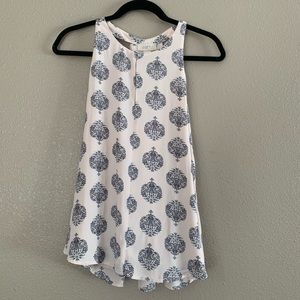 Light pink/cream Blouse Tank with black floral design from Loft.